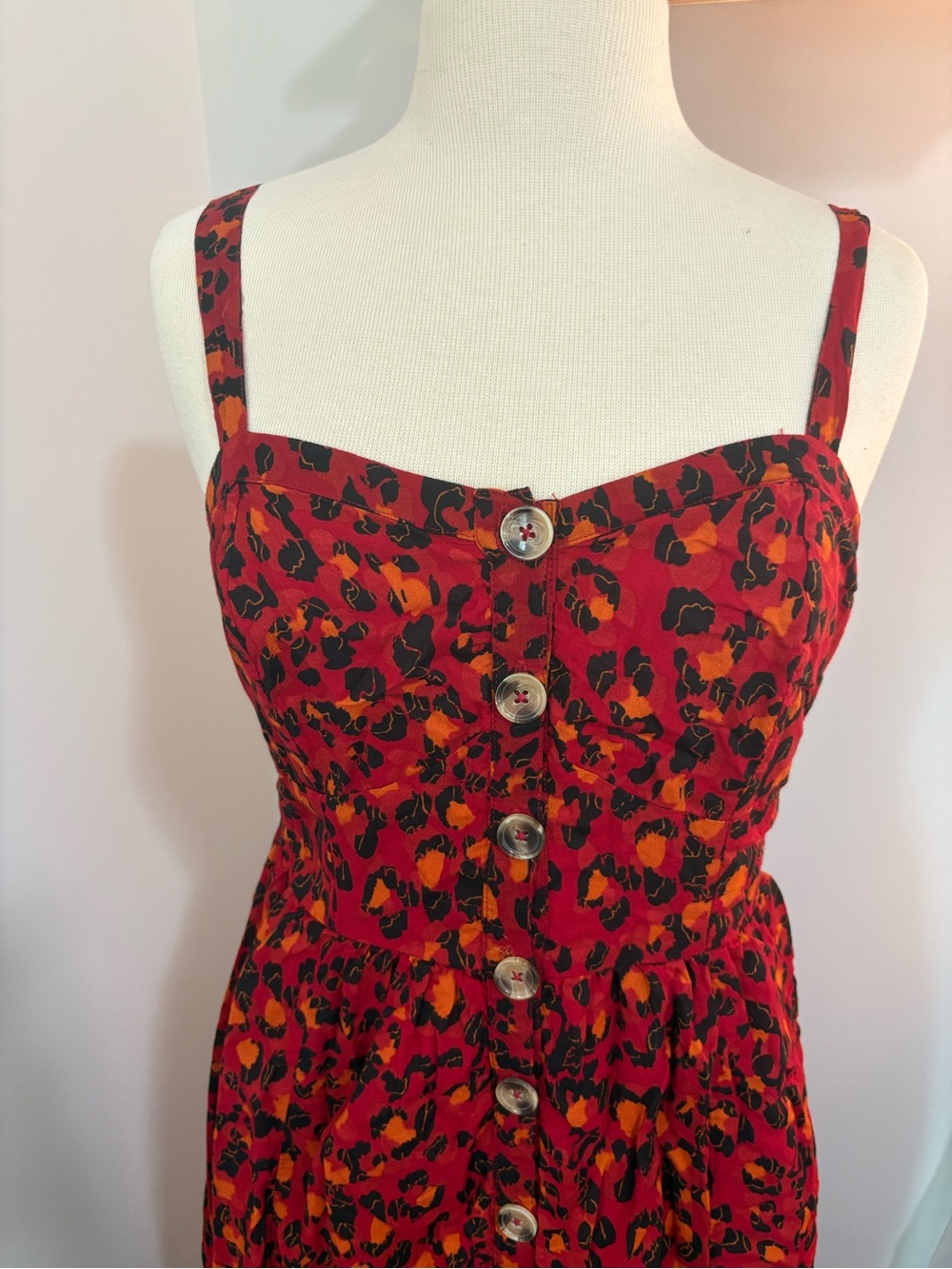 Alya Red and Black Leopard-Print Button Maxi Dress - Picture 2 of 7
